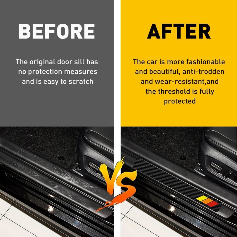 DOOR SILL PROTECTOR Classic Retro Style Tri-Color,Carbon Fiber sticker Door Sill gallery