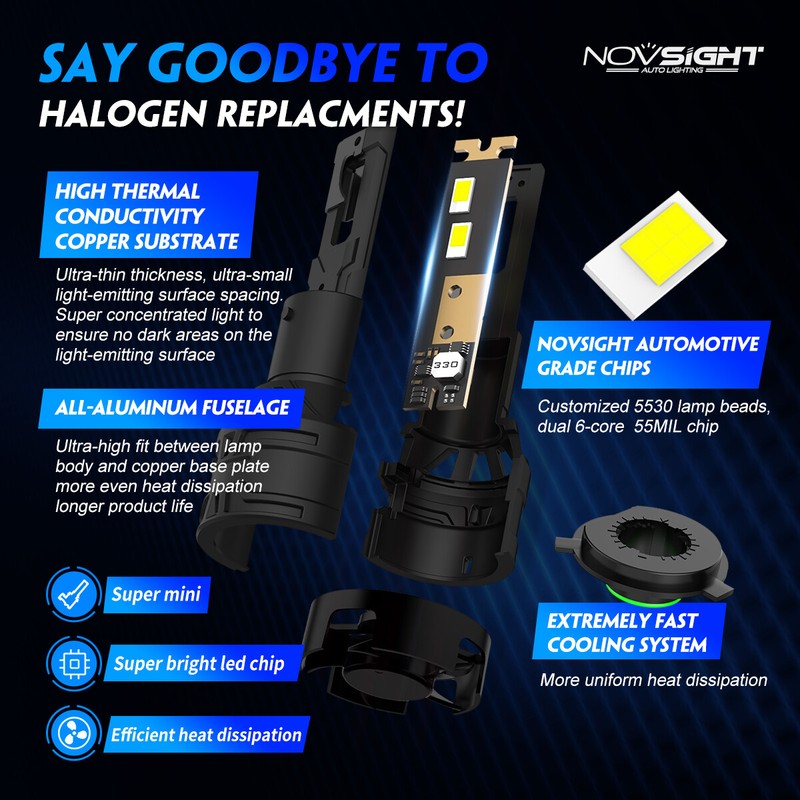 NOVSIGHT H4 9003 LED Headlight Bulbs Kit High/Low Beam 13000LM Bright White Lamp gallery