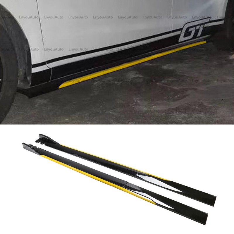 For Ford Fusion 86″ Side Skirt Extension Rocker Panel Splitter Black Yellow