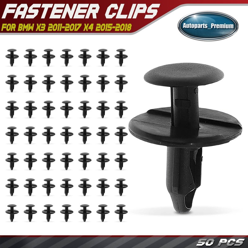 50Pcs 8mm Black Nylon Fender Bumper Retainer Clips Push-Type for BMW X3 11-17 X4