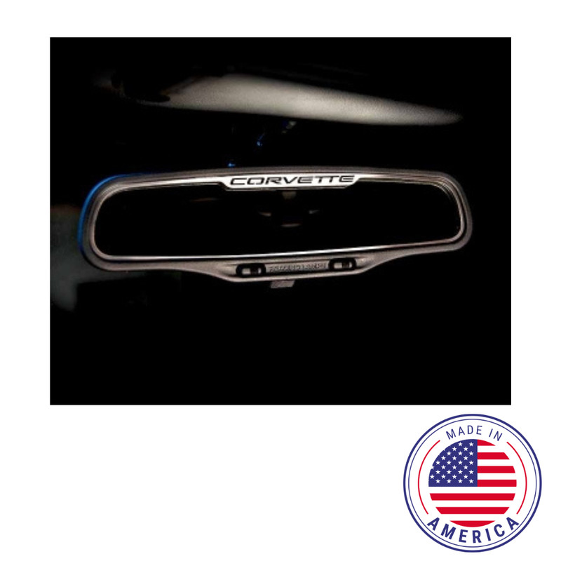 Brushed Stainless Steel Rear View Mirror Trim for 1997-2004 Corvette C5/Z06