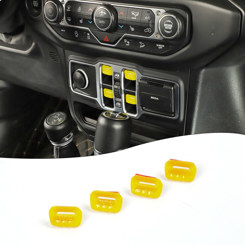 4pcs Window Control Switch knob Decor Bezel Trim For Jeep Wrangler JL JT 2018+