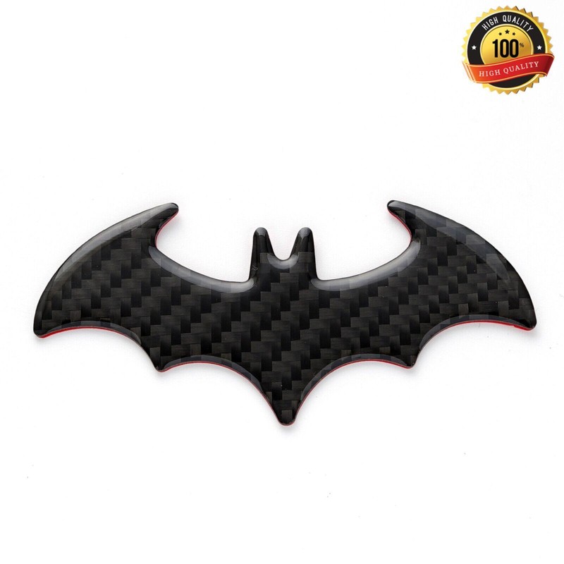 10cm Black Carbon Fiber Batman Logo Car Body Emblem ABS Front Rear Badge Sticker