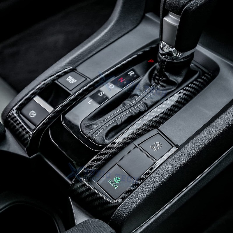 Gear Shift Button Panel Cover Trim Carbon Fiber Look For Honda Civic 10th Gen