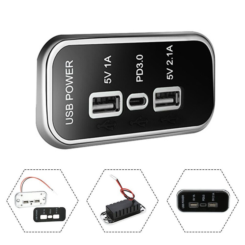 Car Accessories Charger Dual USB Adapter Power Socket Fast Charging Panel Mount