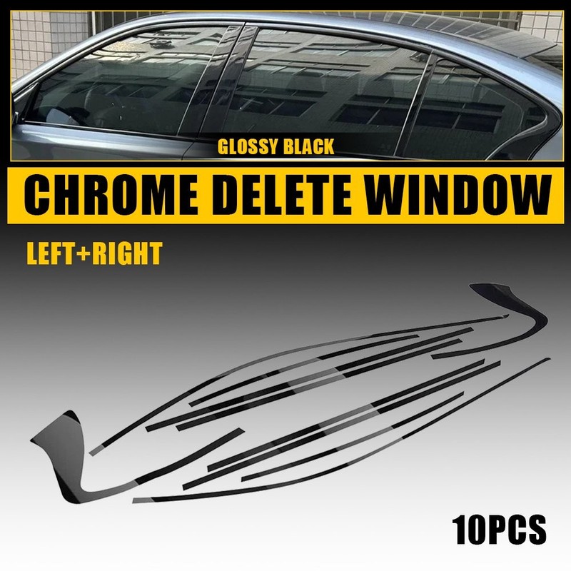 Gloss Black Chrome Delete Window Trim Overlay Sticker For Infiniti Q50 2014-2024