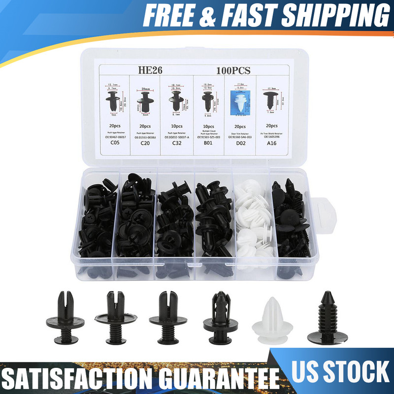 Car Parts Body Bumper Rivet Retainer Trim Molding Push Pin Clip Accessories Kit
