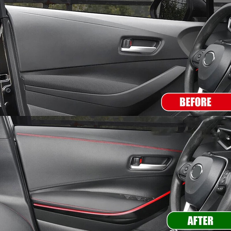 Car Dashboard Decor Line Strip Sticker 2M Pu Leather Trim Decor Accessories Red gallery