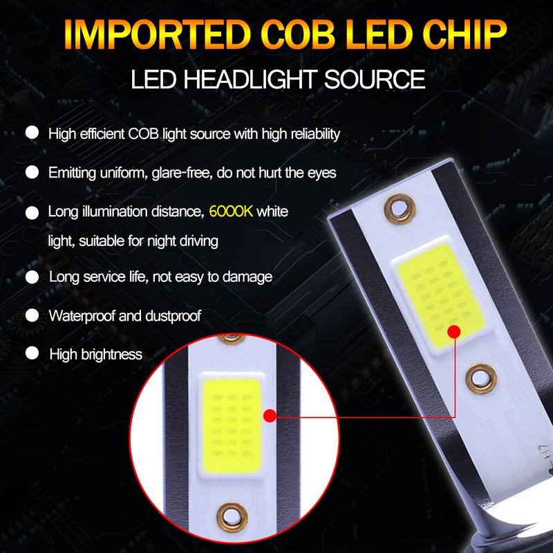 Cool White 6000K LED Headlight Kit 9005 9006 Bulbs High + Low Beam Combo Lamp gallery