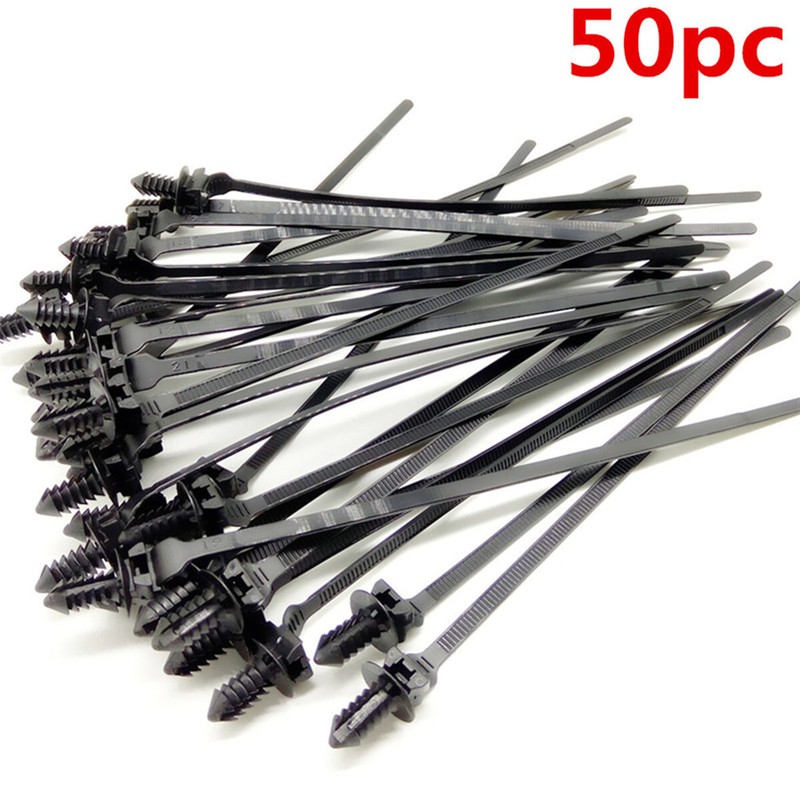 Car Pipe Cable Wiring Harness Fastener Push Clips Straps Wire Tie Released Zip