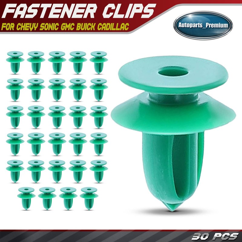 30x 9mm Nylon Door Panel Retainer Clip Double Head-Type for Chevrolet GMC Buick