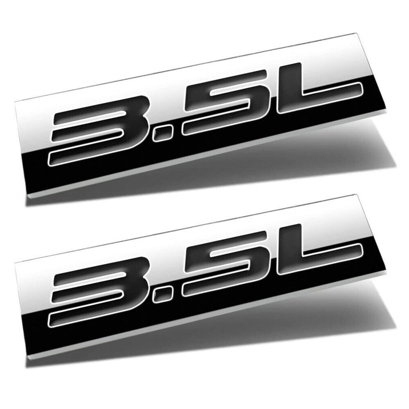 2x 3D Chrome Silver&Black 3.5L Letter Car Emblem Trunk Lid Sport Decal Car Badge