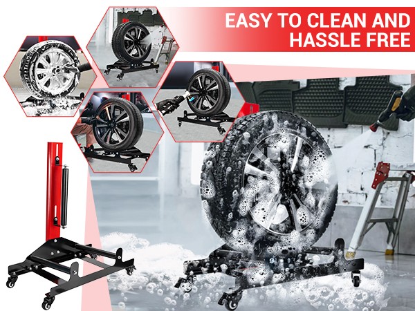 New Rolling Wheel Detailing Stand Heavy-Duty Tire Cleaning & Polishing Roller gallery
