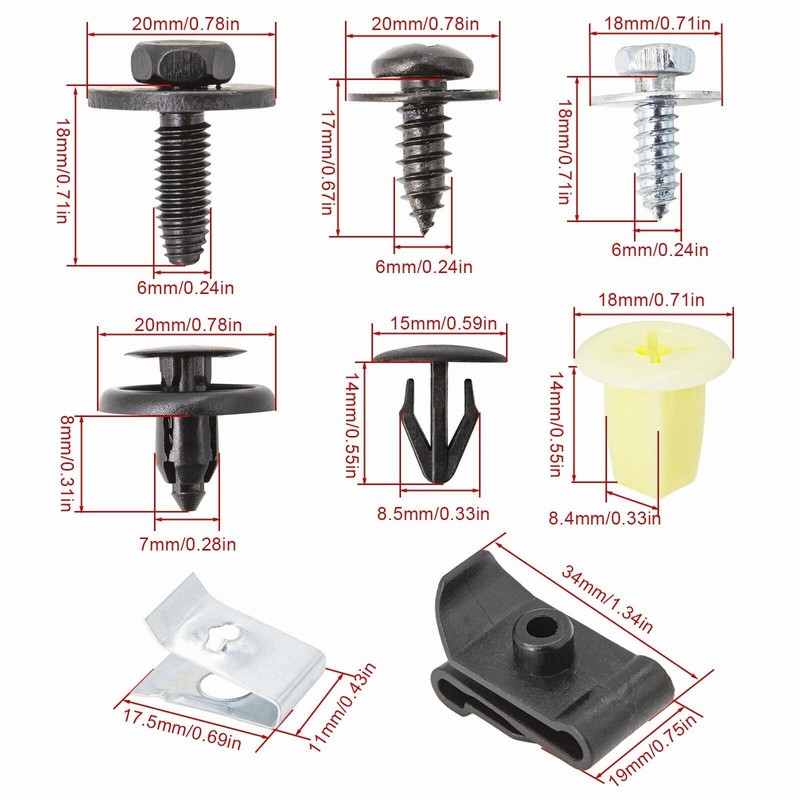 50pcs/Set Car Engine Splash Shield Body Bolts Screw Nut Fender Bumper Clip Rivet gallery