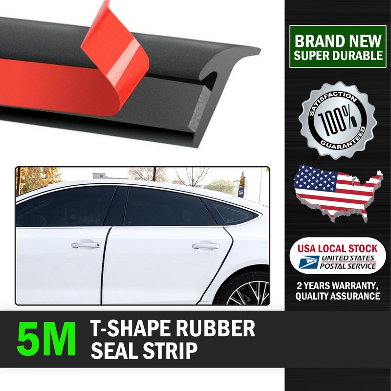 5M T-Shape Rubber Seal Strip For Car-Edge Moulding Trim Bumper Lip Side Skirt US