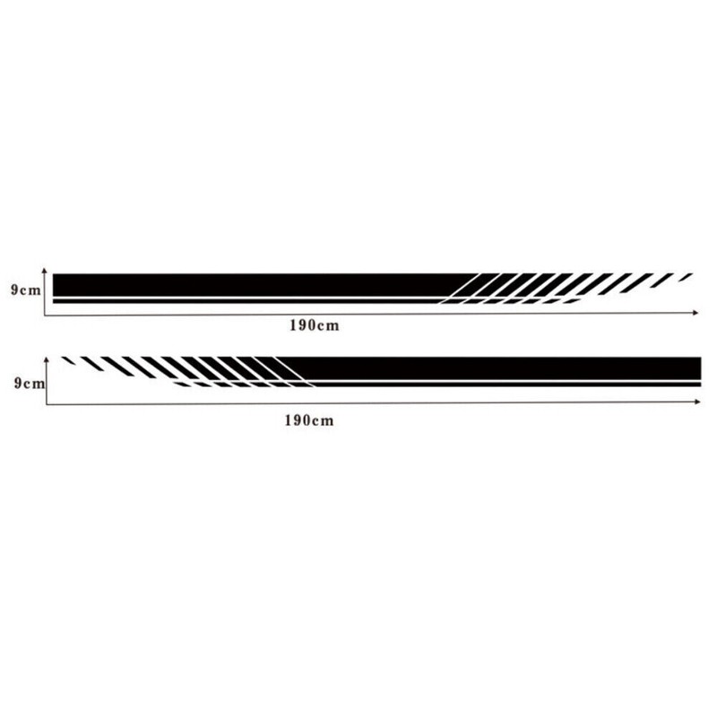 2pcs 75'' Black Sport Racing Stripe Side Skirt Stickers For Fiat 500 124 Spider gallery