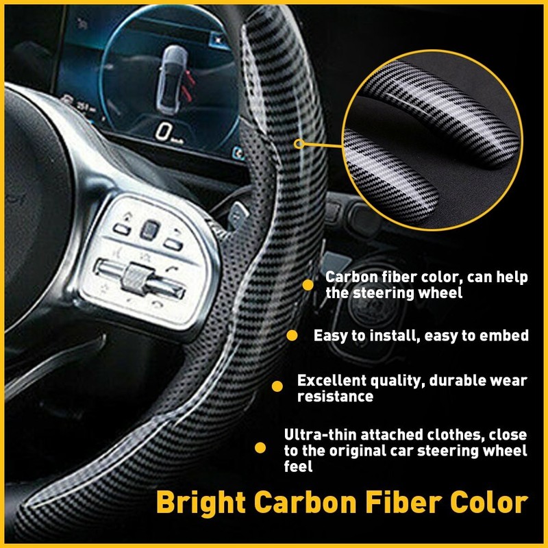 2x Carbon Fiber Universal Car Steering Wheel Booster Non-Slip Cover Accessories gallery