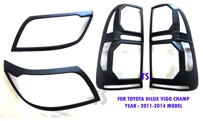 SET MATTE BLACK HEAD TAIL LIGHT LAMP COVER TOYOTA HILUX VIGO CHAMP SR5 11 – 14