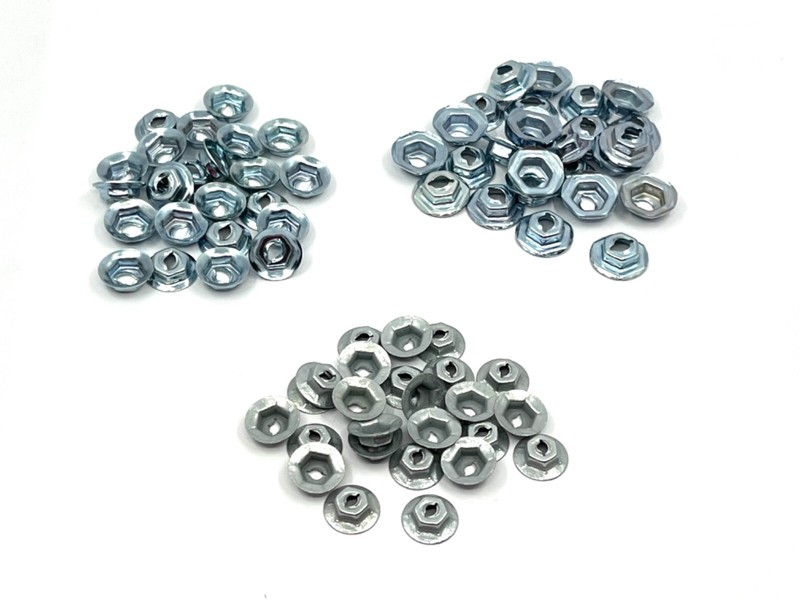 75pcs 1/8 5/32 3/16 emblem script name plate thread cutting nuts fits dodge