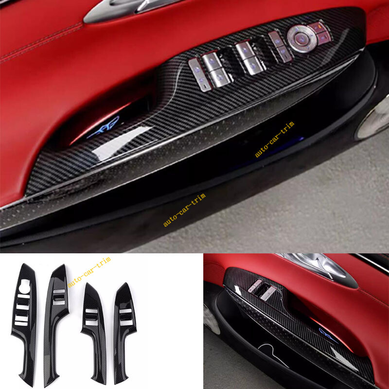 4PCS For 2022-2025 Genesis GV70 Carbon Fiber ABS Glass Switch Armrest Panel Trim