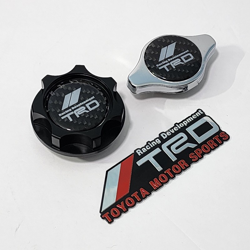 BLACK CNC ENGINE CARBON FIBER OIL CAP & RADIATOR CAP FOR COROLLA TACOMA CAMRY gallery