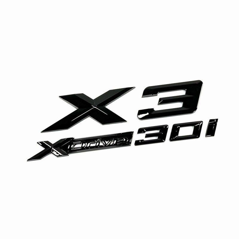 For BMW X3 Emblem+1pcs XDrive 30i Number Letters Rear Trunk Badge (Gloss Black）