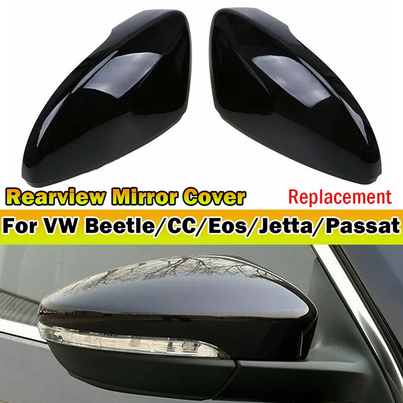 For VW Beetle/CC/Eos/Jetta/Passat Gloss Black Replacement Rearview Mirror Covers