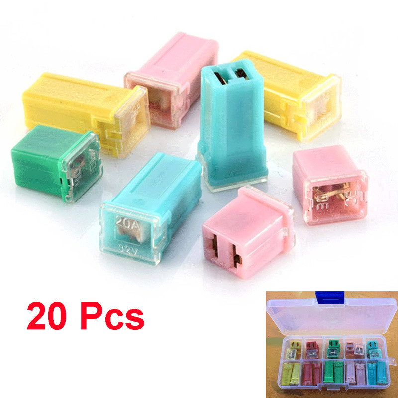 Car Fuses 5 Sizes 20PCS 20A 30A 40A 50A AMP Mini Square Assortment Kit W/Box gallery
