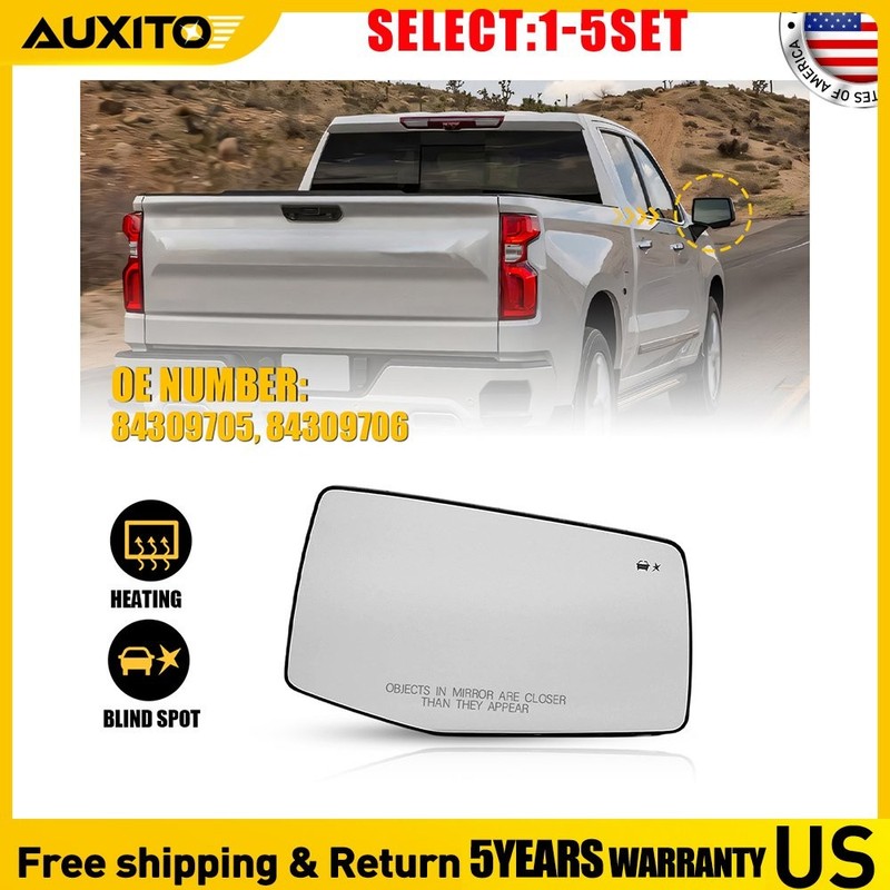 Side Mirror Glass for 19-23 CHEVY SILVERADO GMC SIERRA BSM Heated Passenger 1-5X