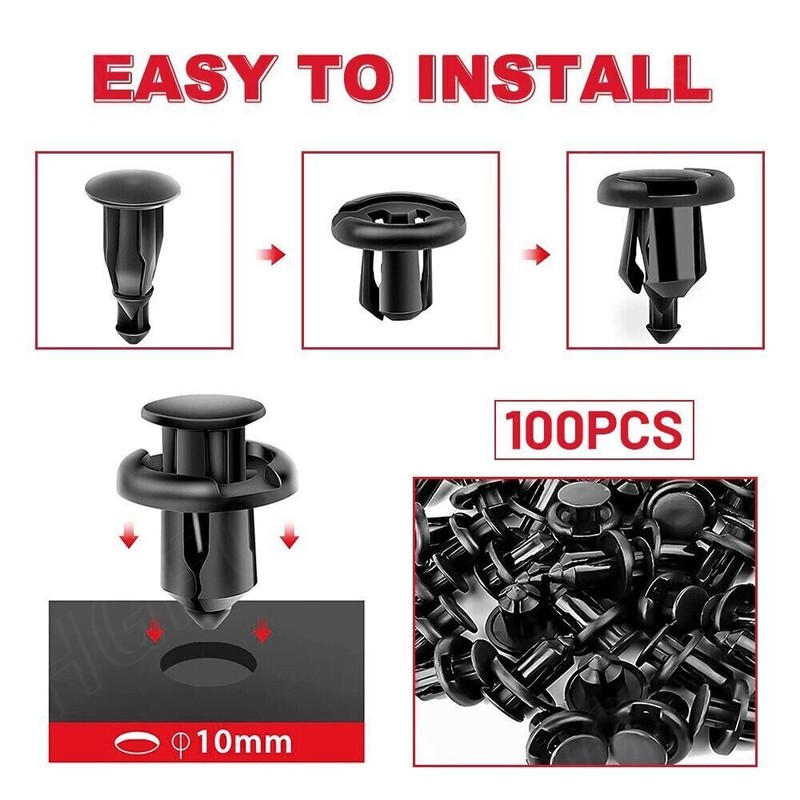 100x For Honda Acura Trim Panel Clips Bumper Fender Push Pin Rivet 10mm Engine gallery