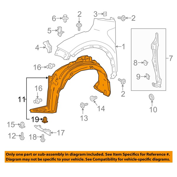 For 18-19 C-HR CHR 2.0L Front Splash Shield Inner Fender Liner Panel Driver Side gallery