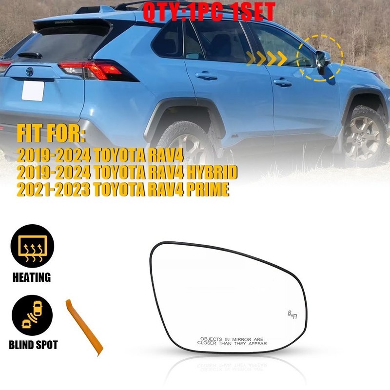 Passenger Mirror Glass Heated w/Blind Spot Right For Toyota RAV4 19-24 1-10X