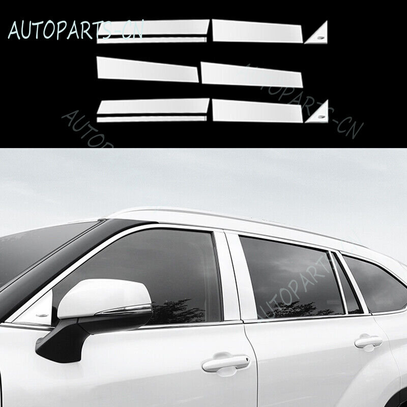 For Toyota Highlander 20-22 chrome-titanium window center pillar molding 10PCS