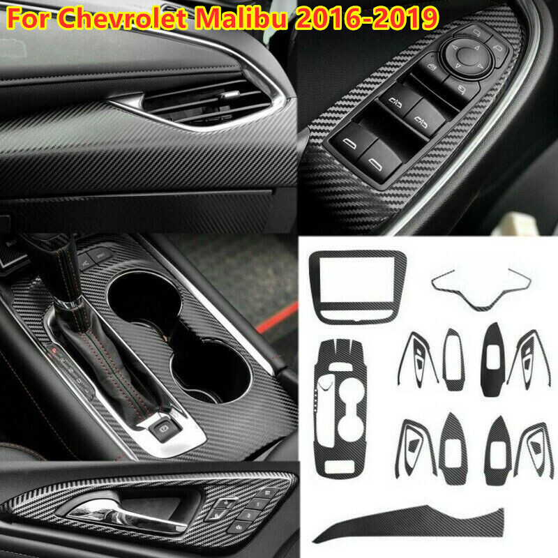 For Chevrolet Malibu 2016-2019 Carbon Fiber Interior Decor Kits Trim Sticker X21