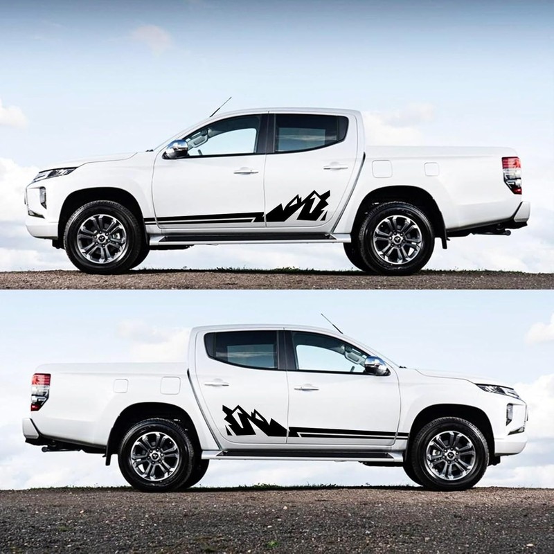 2pcs 90.5'' Black Mountain Racing Stripe Body Side Door Decal Stickers Universal gallery
