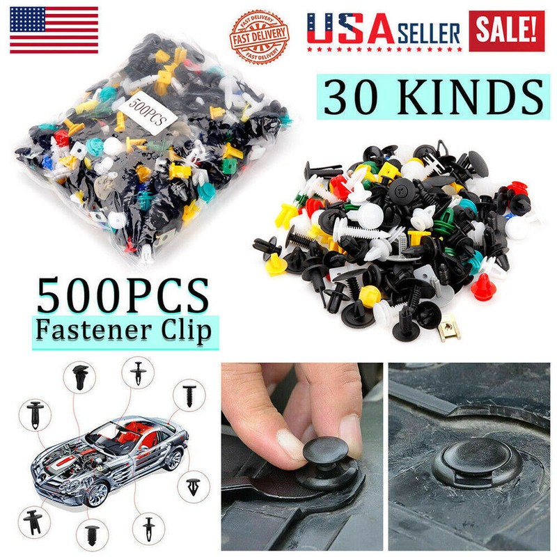 500pcs Clips Car Plastic Push Pin Rivet Trim Moulding Fastener Screwdriver USA