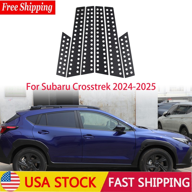 Car Center Pillar Honeycomb Trim Alloy Black 6Pcs For Subaru Crosstrek 2024-2025
