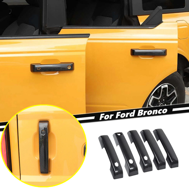 Carbon Fiber Exterior Door Handle Decor Cover Trim Protect For Ford Bronco 21-26