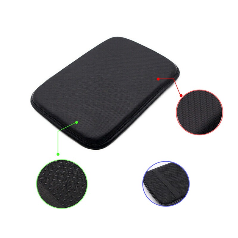 1x Car Armrest Pad Cover Black Center Console PU Leather Cushion Mat Accessories gallery
