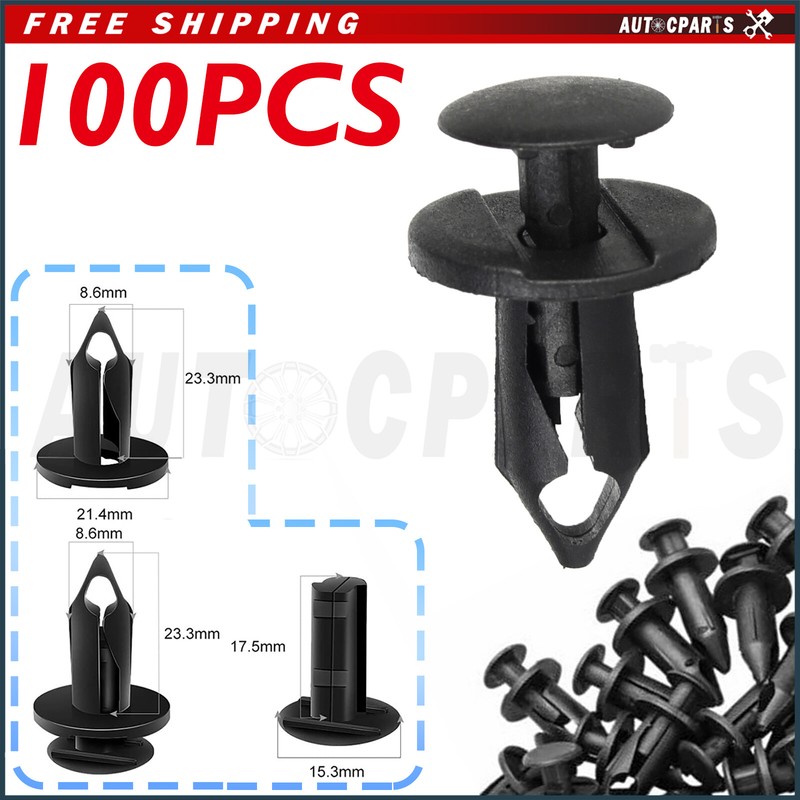 100pc Nylon Push Type Retainer Clips 8mm Hole for Buick Enclave LaCrosse Lucerne
