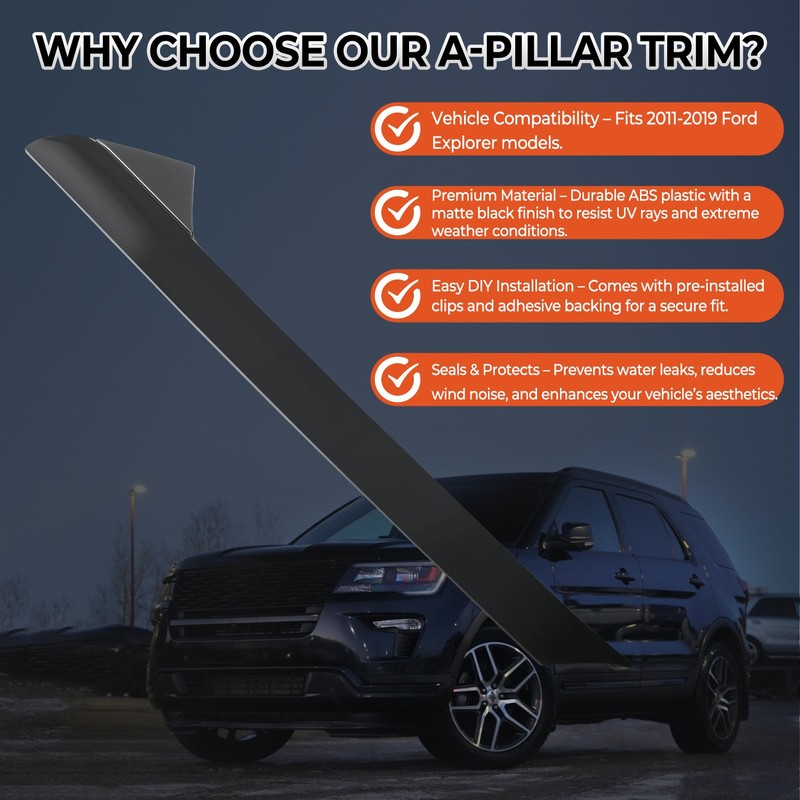 1X Right Passenger Side Outer A-Pillar Molding Trim Kit For 11-19 Ford Explorer✅ gallery