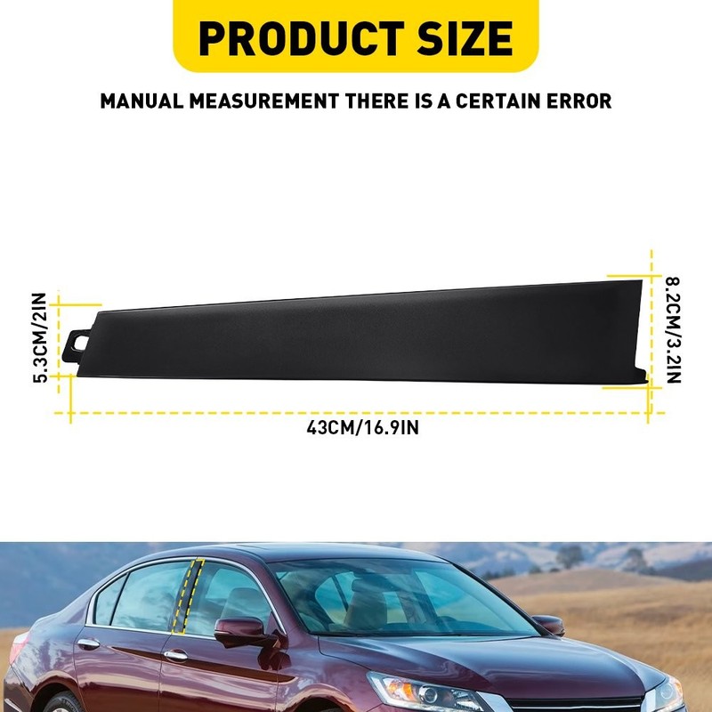 Front Door Pillar Molding Black For Honda Accord 2008 2009 2010 2011 - 2013 2-6X gallery