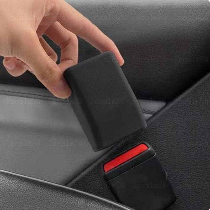 Black Silicone Car Seat Belt Buckle Cover Clip Anti-Scratch Dust Proof Case