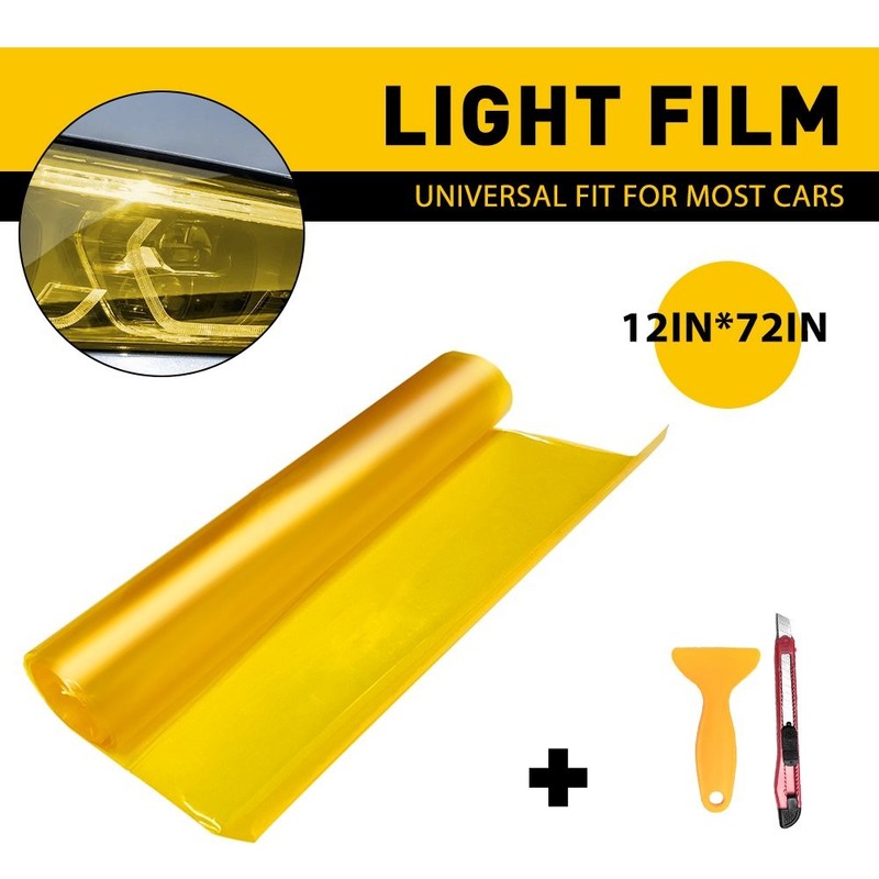 Golden Yellow Gloss 3000K Tint Fog Headlight Light Taillight Vinyl Film 12″X72″