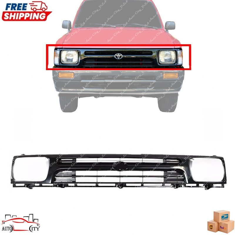 New Grille Assembly with Headlight Holes Black For 1992-1995 Toyota Pickup Truck