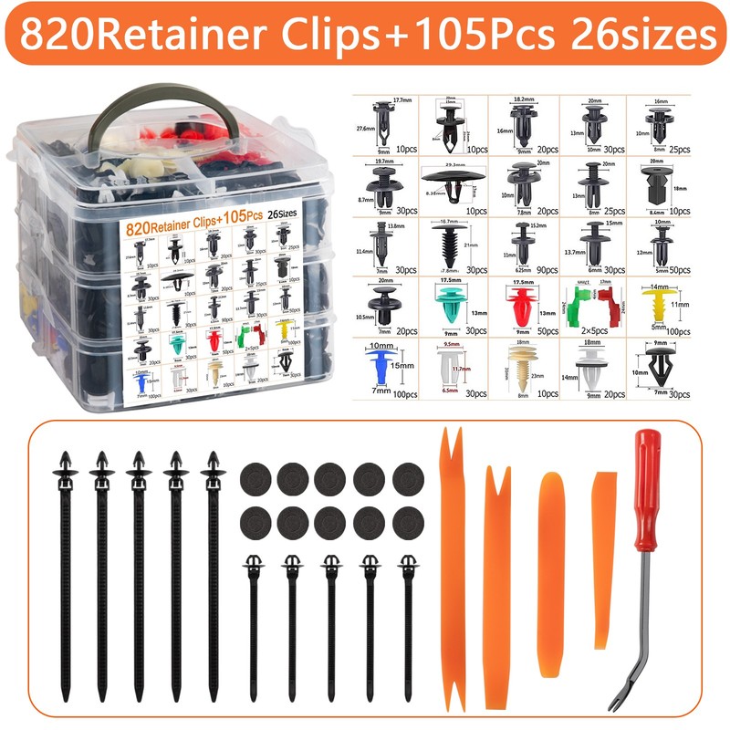 925PCS Car Retainer Clips Auto Fasteners Push Trim Clips Pin Rivet Bumper Kit