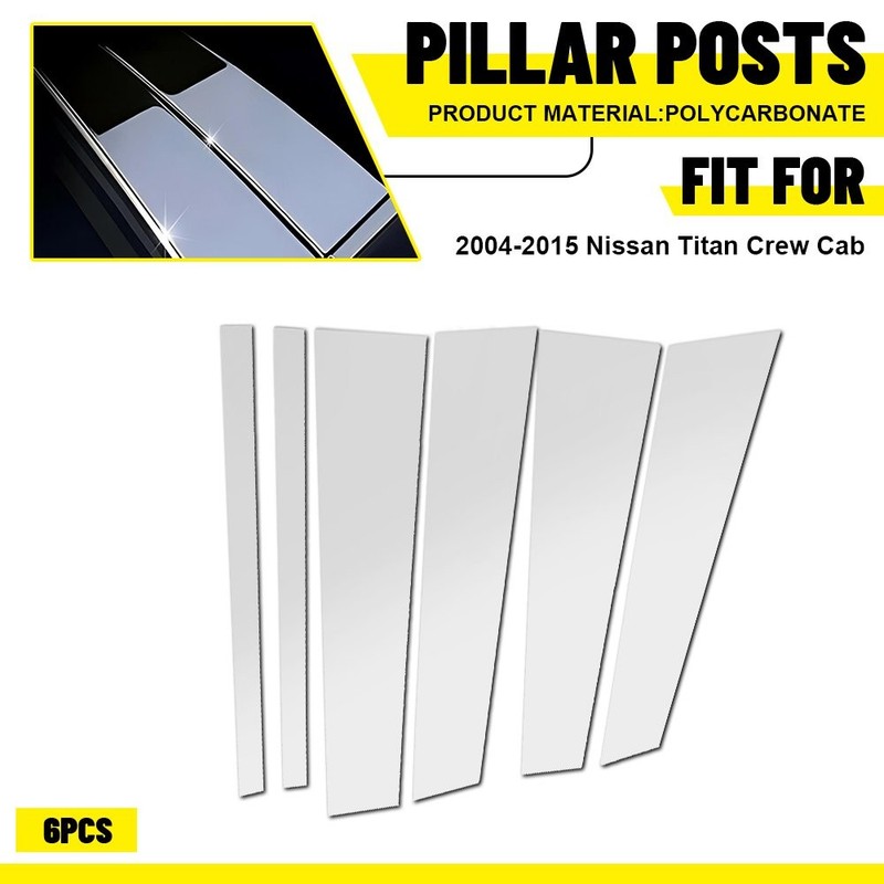 For 2004-2015 Nissan Titan Crew Black Stainless Steel Chrome Window Pillar Post