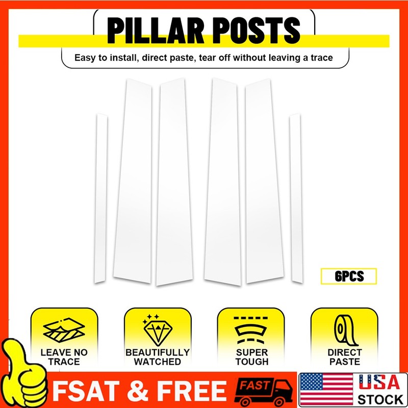 6PCS Fit For Lincoln Town Car 1998-2011 Chrome Pillar Posts Door Side Trim Cover