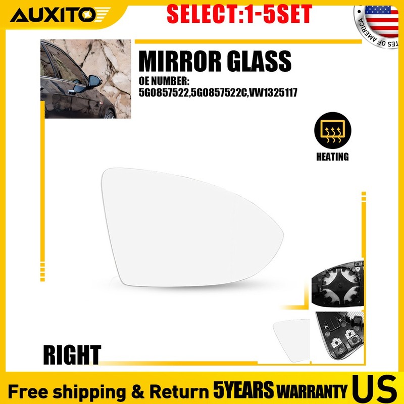 Heated Wing Mirror Glass For Volkswagen Golf MK7 GTI Right Passenger 1-5X