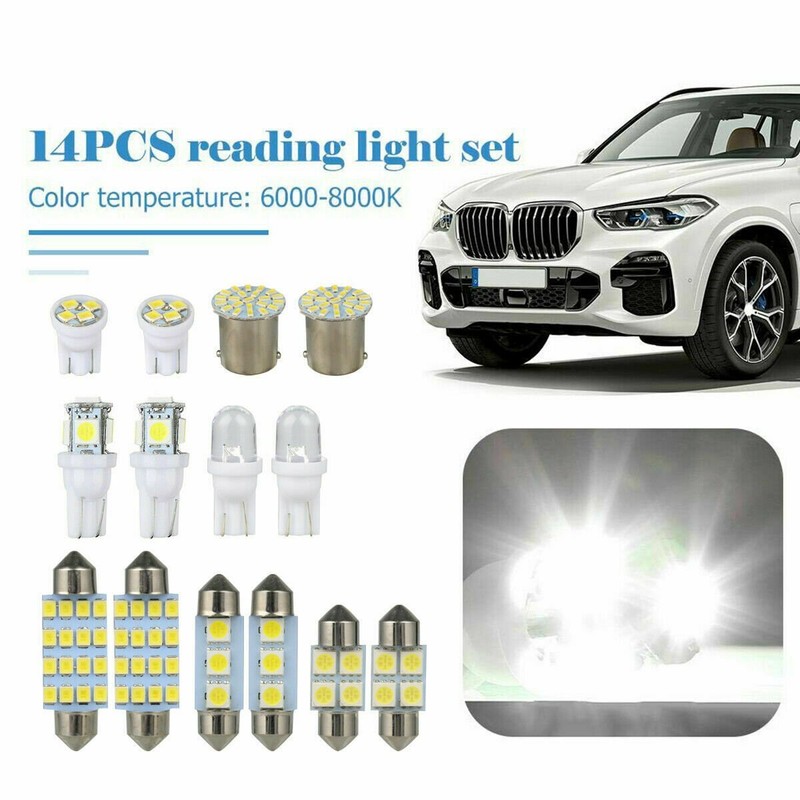 14PCS Car Interior Combo LED Map Dome Door Trunk License Plate Light Bulbs White gallery